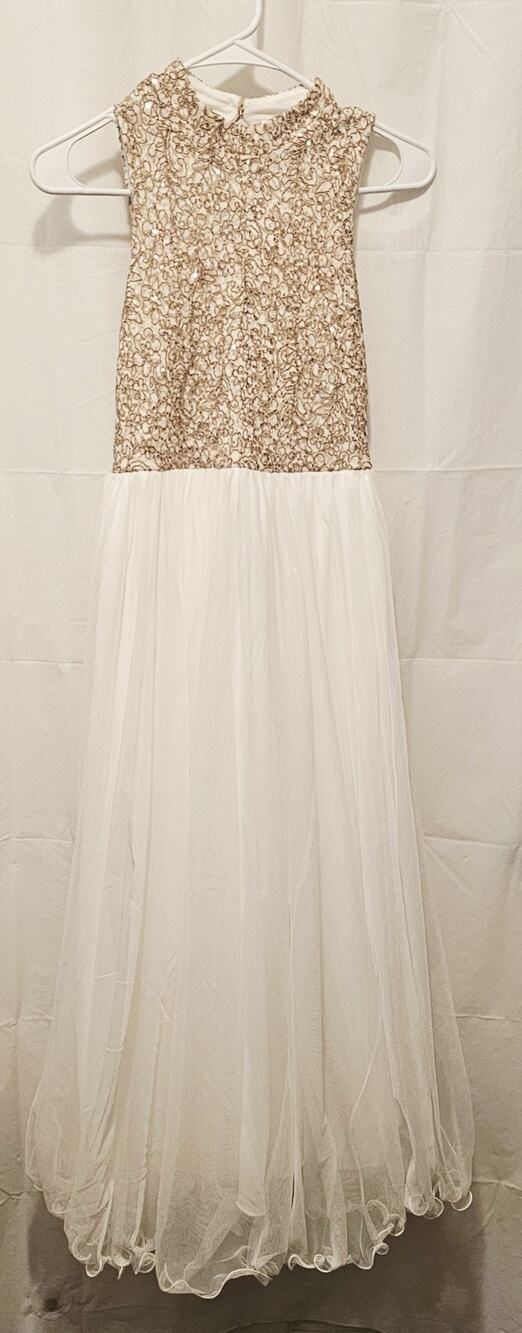 Speechless Kids Sparkle Maxi girls dress Size 14 Sand/White